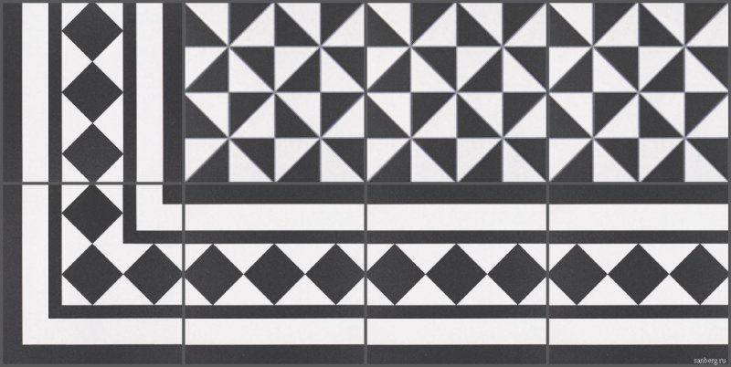 The tile is black white