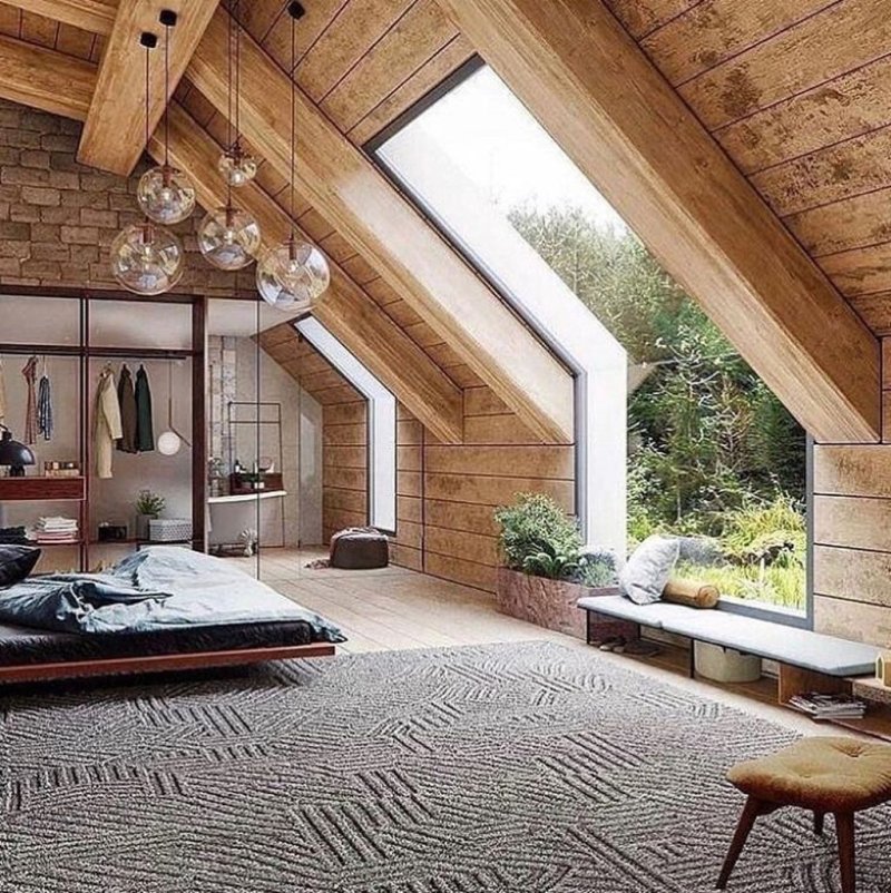 Stylish interior of the attic