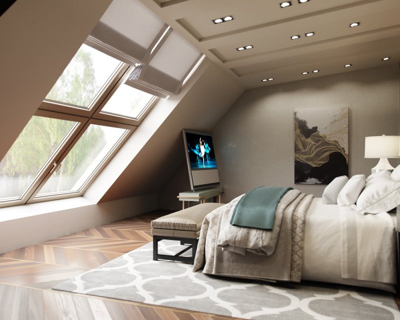 Bedroom in the attic design