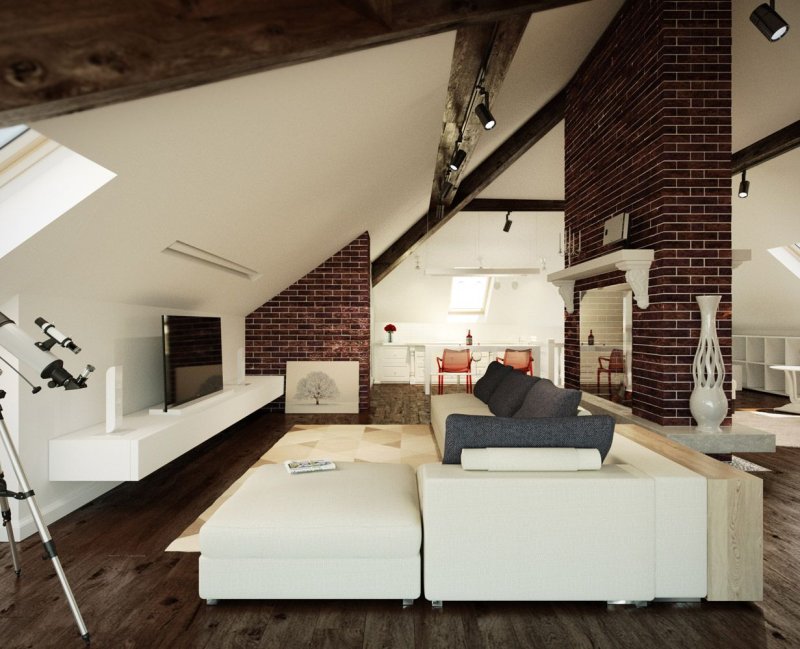 Attic interior in a modern style