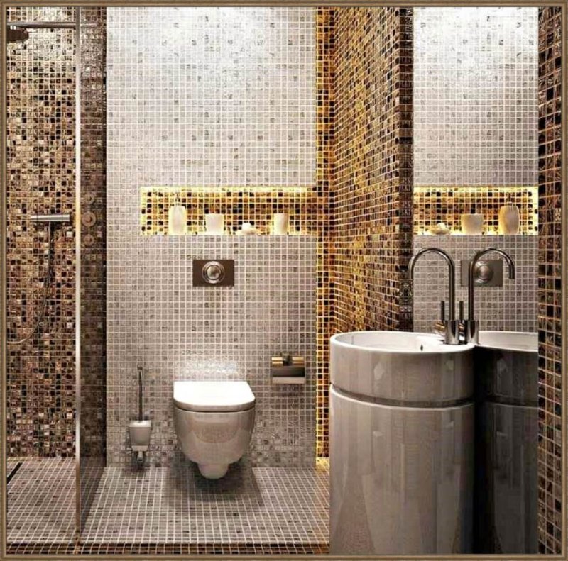 Mosaic in the interior of the bathroom