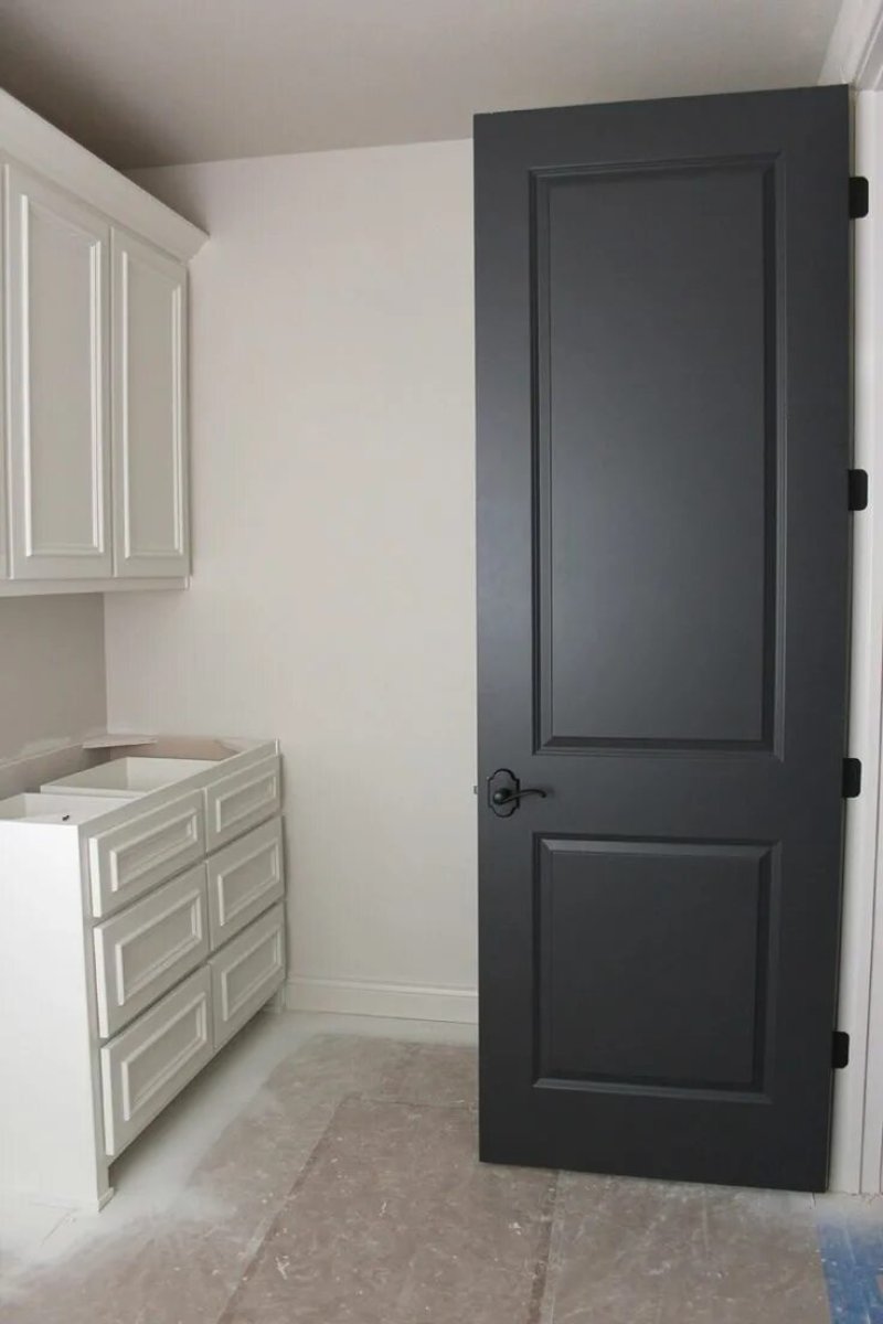 Dark gray doors in the interior