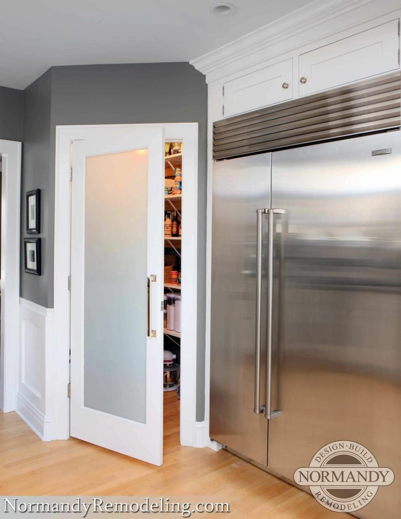 Kitchen design with a two -door refrigerator