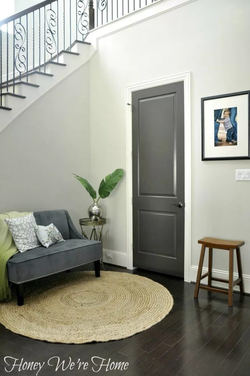 Dark gray doors in the interior