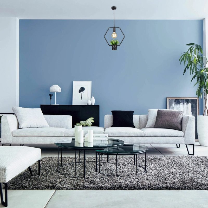 Gray blue walls in the interior