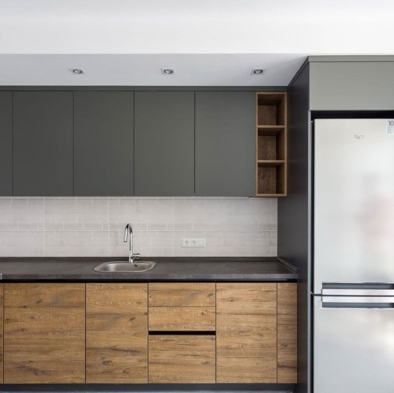 Kitchen facades under a tree