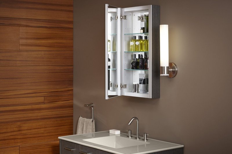 Mirror cabinet in the bathroom