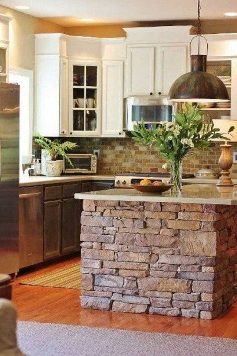 Stone in the interior of the kitchen