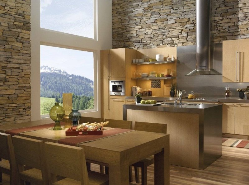 Artificial stone in the interior of the kitchen