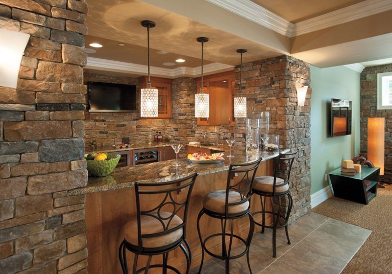 Kitchen decoration with decorative stone