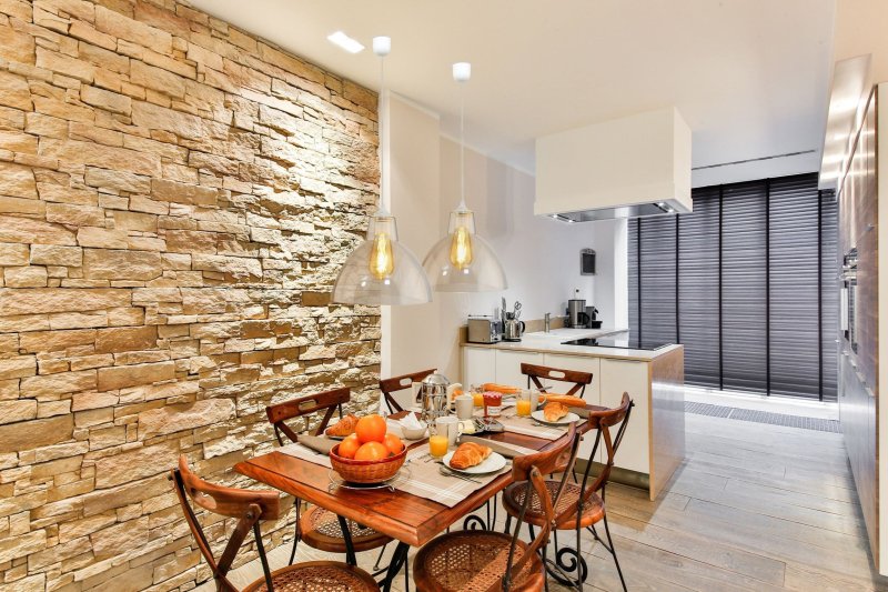 Kitchen decoration with decorative stone