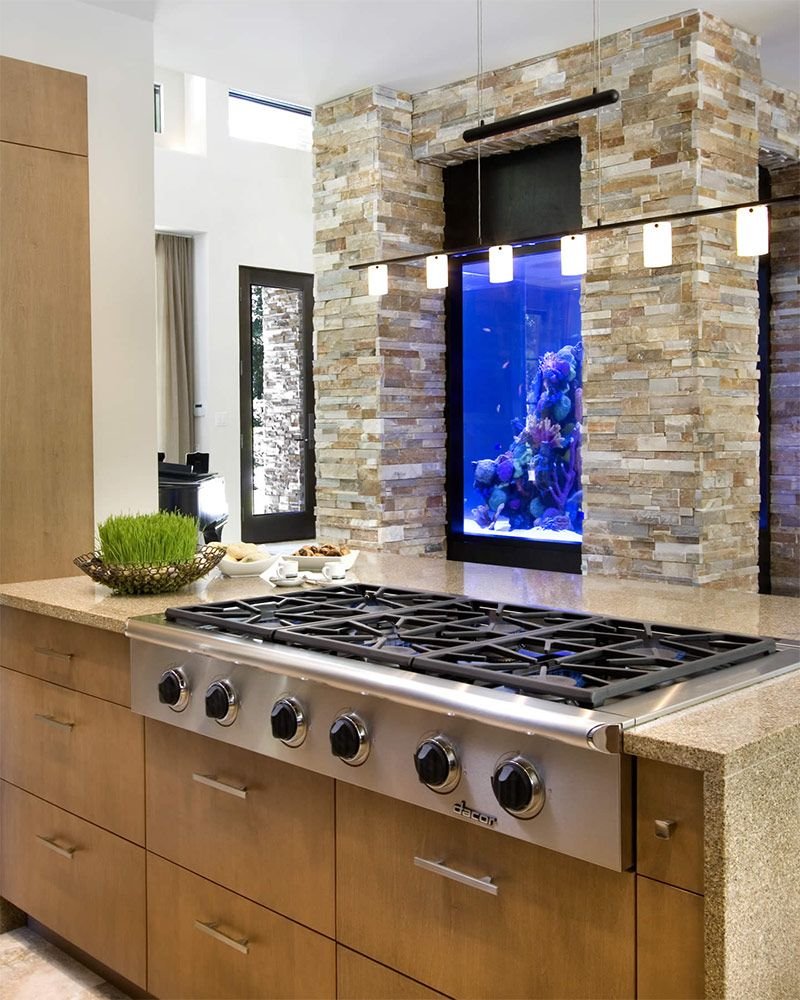 Stone in the interior of the kitchen