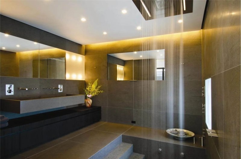 Tropical shower in the interior of the bathroom