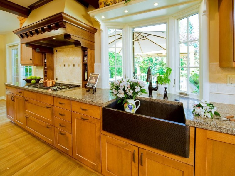 Kitchens in a wooden house