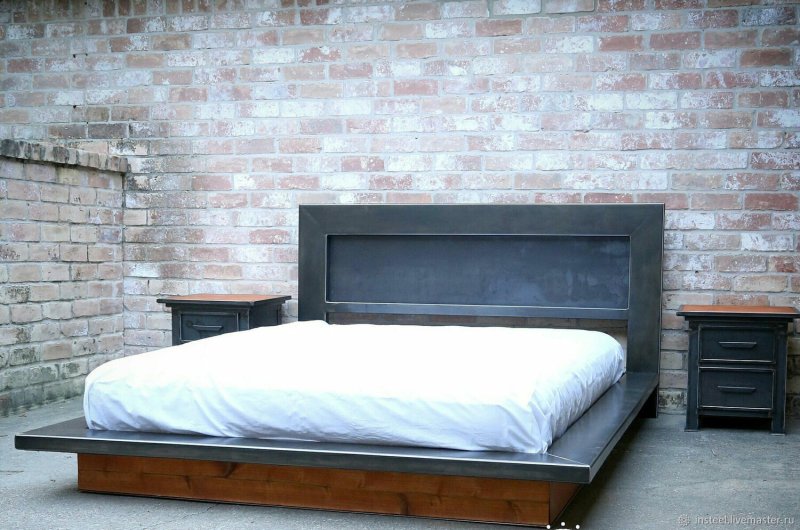 Bed in the style of metal loft industrial