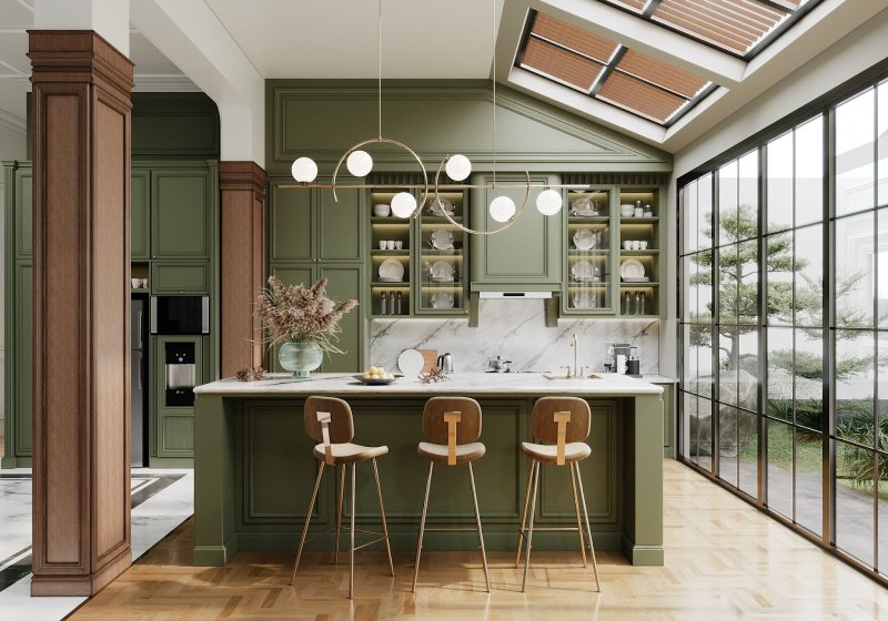 Mint kitchen in the interior