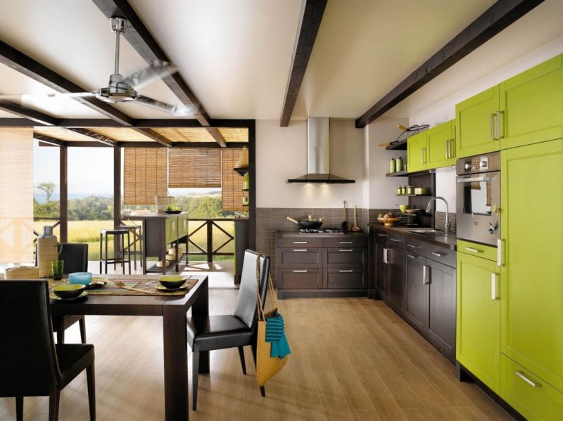 Kitchen interior in pistachio tones