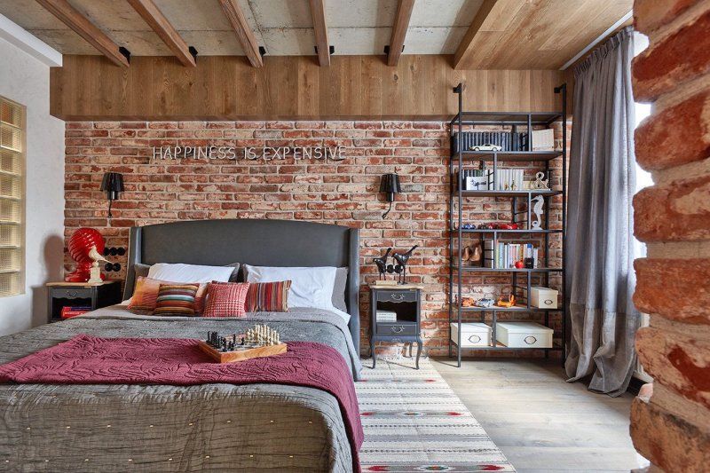 Loft industrial loft -style bedroom