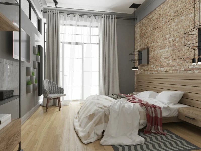 Loft style bedroom interior