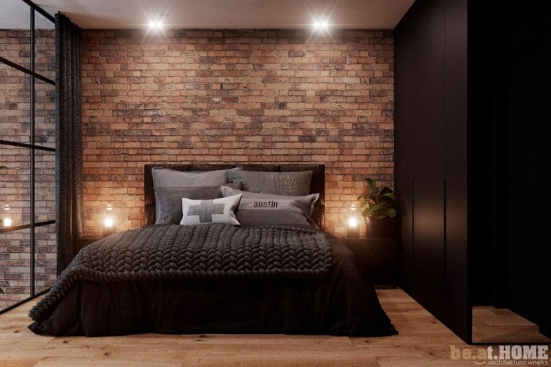 Loft style bedroom interior