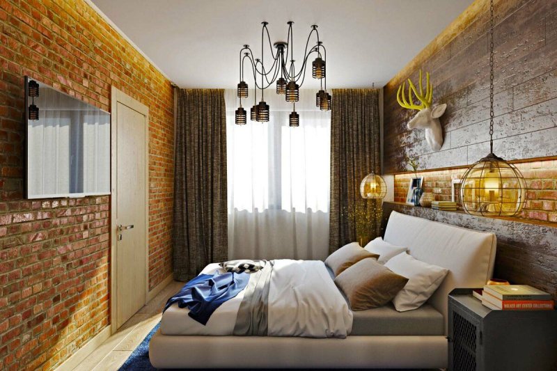 Loft style bedroom interior