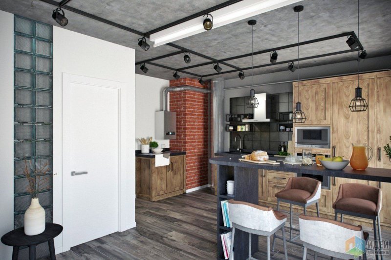 Kitchen living room in loft style