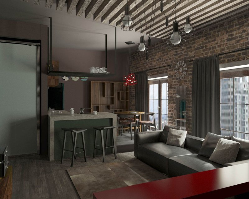 Loft style studio interior