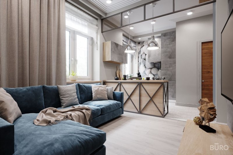 Kitchen living room in loft style