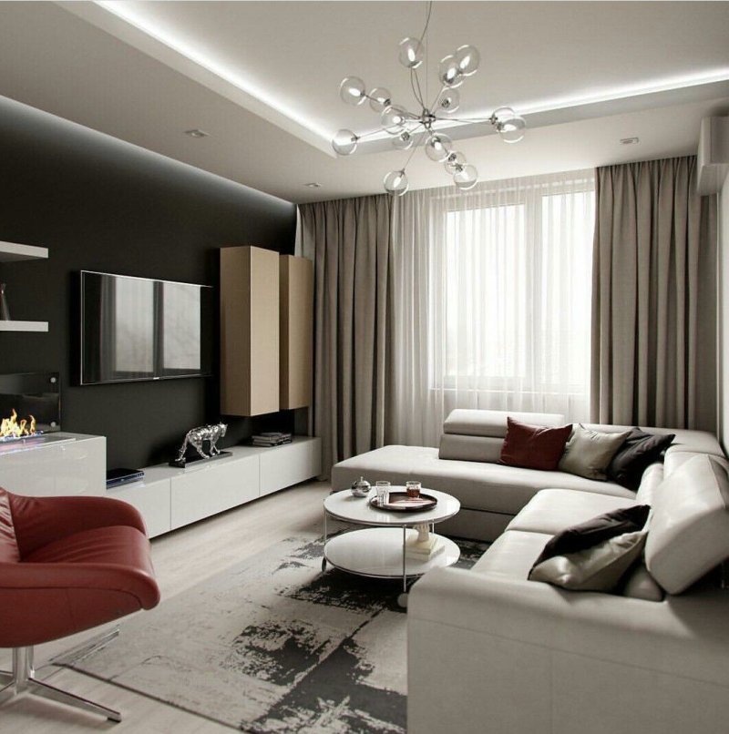 Living room design in an apartment in a modern style