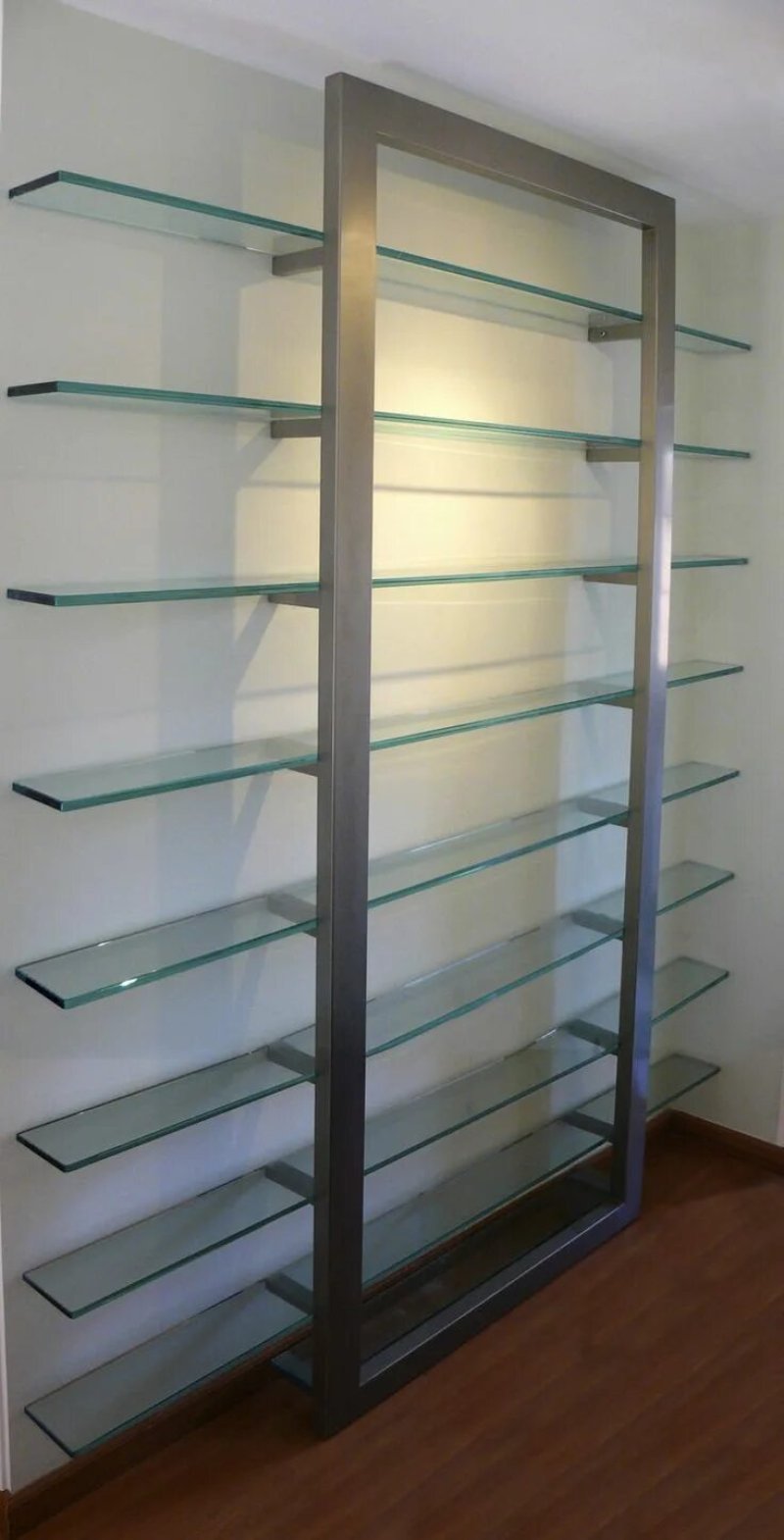 Shelving under glass