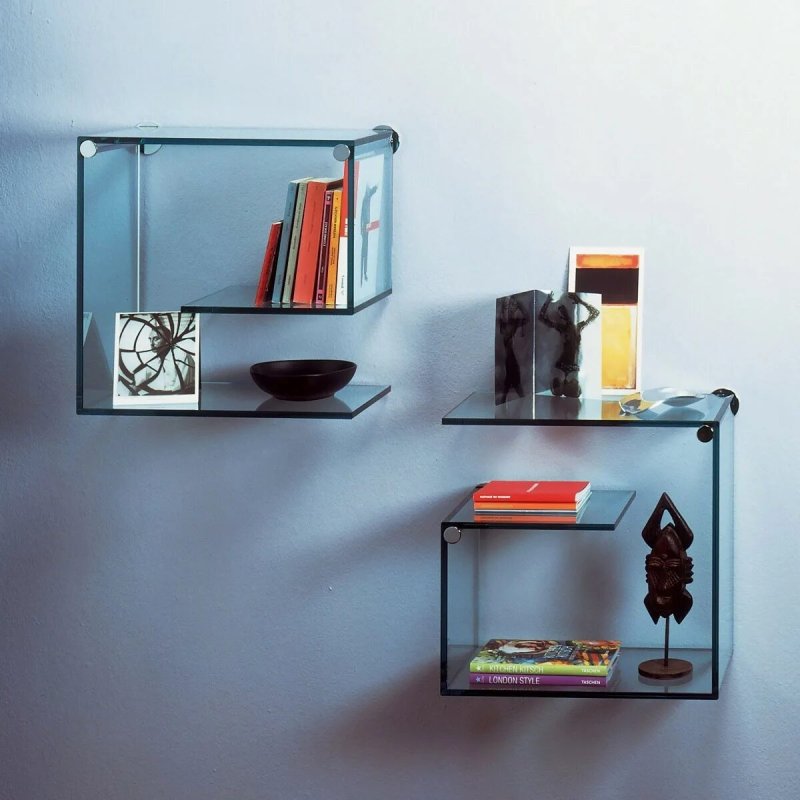 Glass shelf on the wall