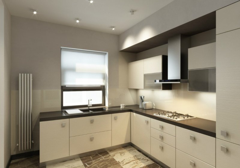 Corner kitchen design in a modern style