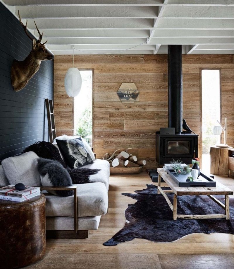 Scandinavian interior in a wooden house