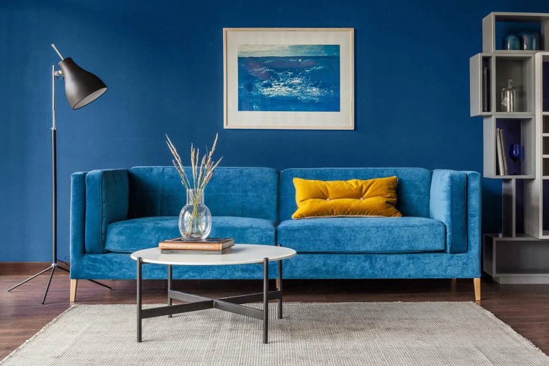 Blue sofa in the interior