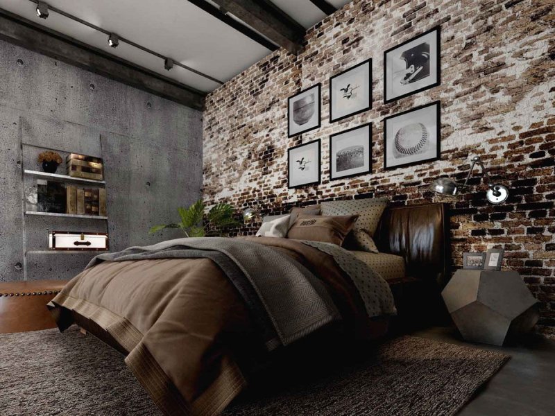 Loft industrial loft -style bedroom