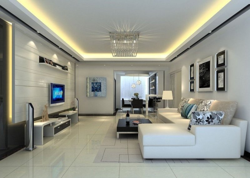 The design of ceilings for the living room in a modern style