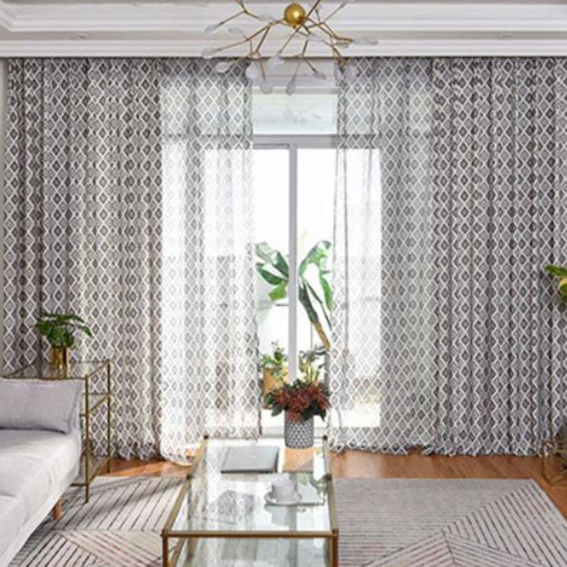 Geometric print curtains