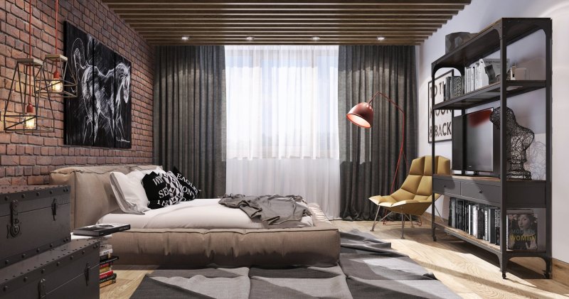 Loft style bedroom design