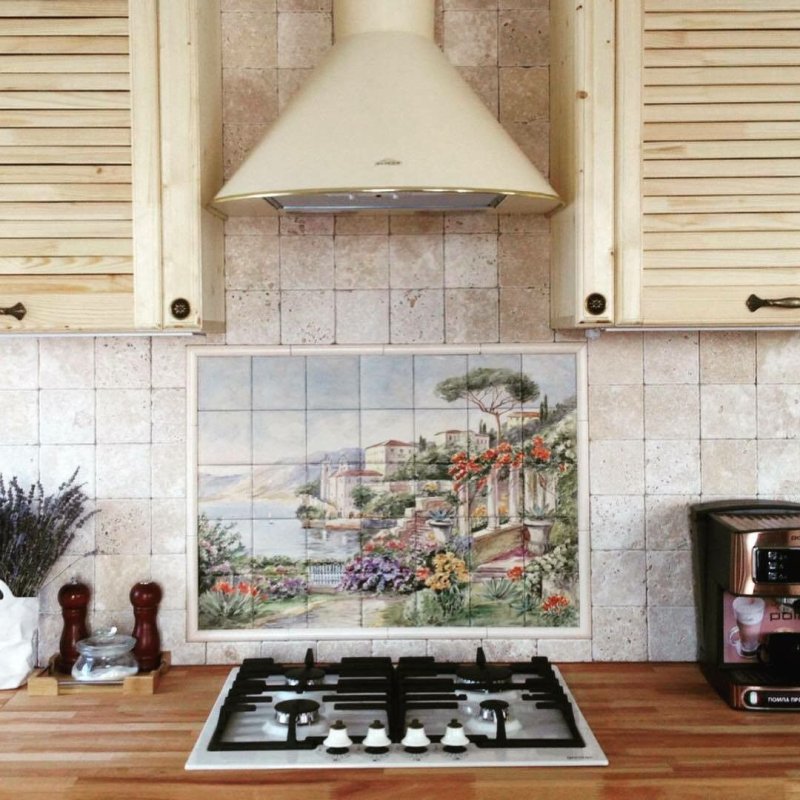 Apron from tiles for kitchen design