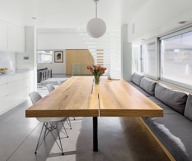 Wooden floor in the kitchen