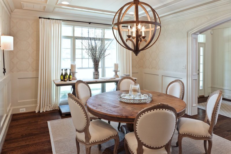 Round dining table in the interior