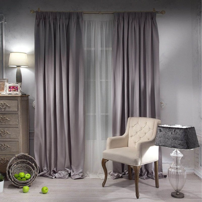 Gray curtains in the interior