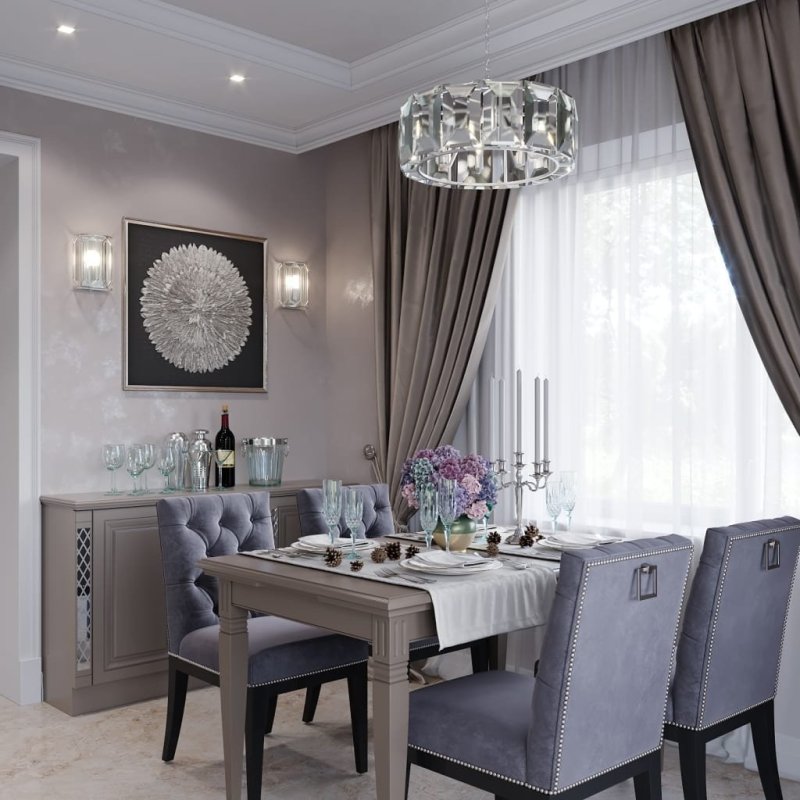 Kitchen living room in neoclassic style