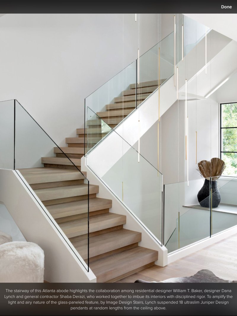 Staircase with glass railing