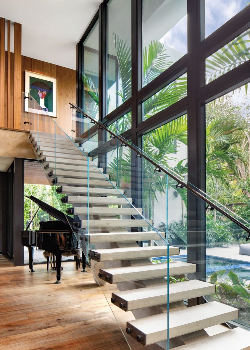 The staircase is modern design