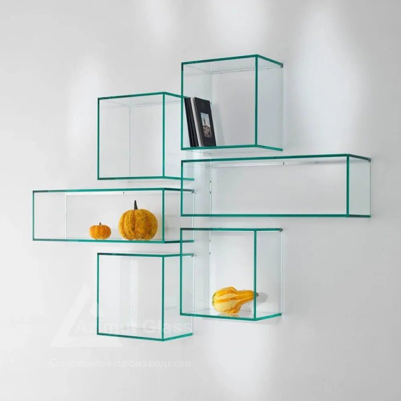 Glass shelf on the wall