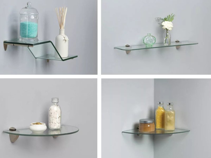 Glass corner shelf