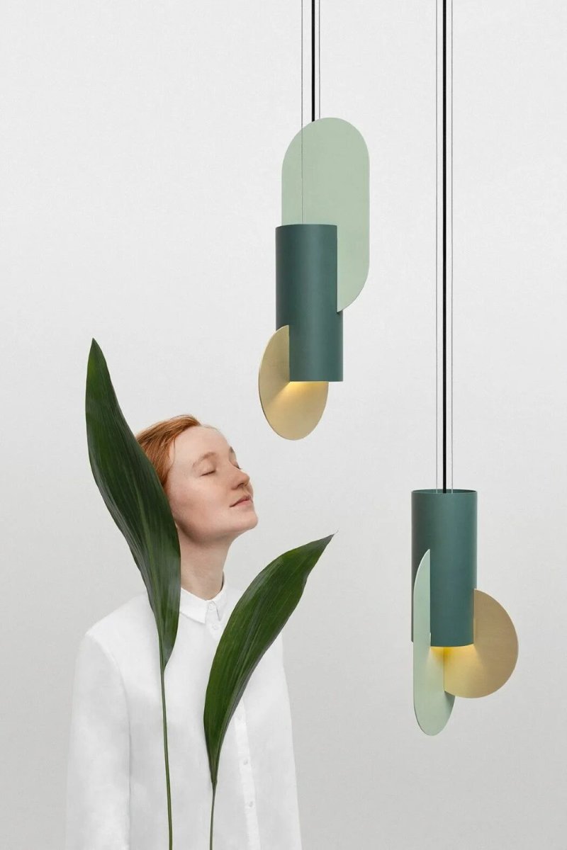 The suspended lamp is modern