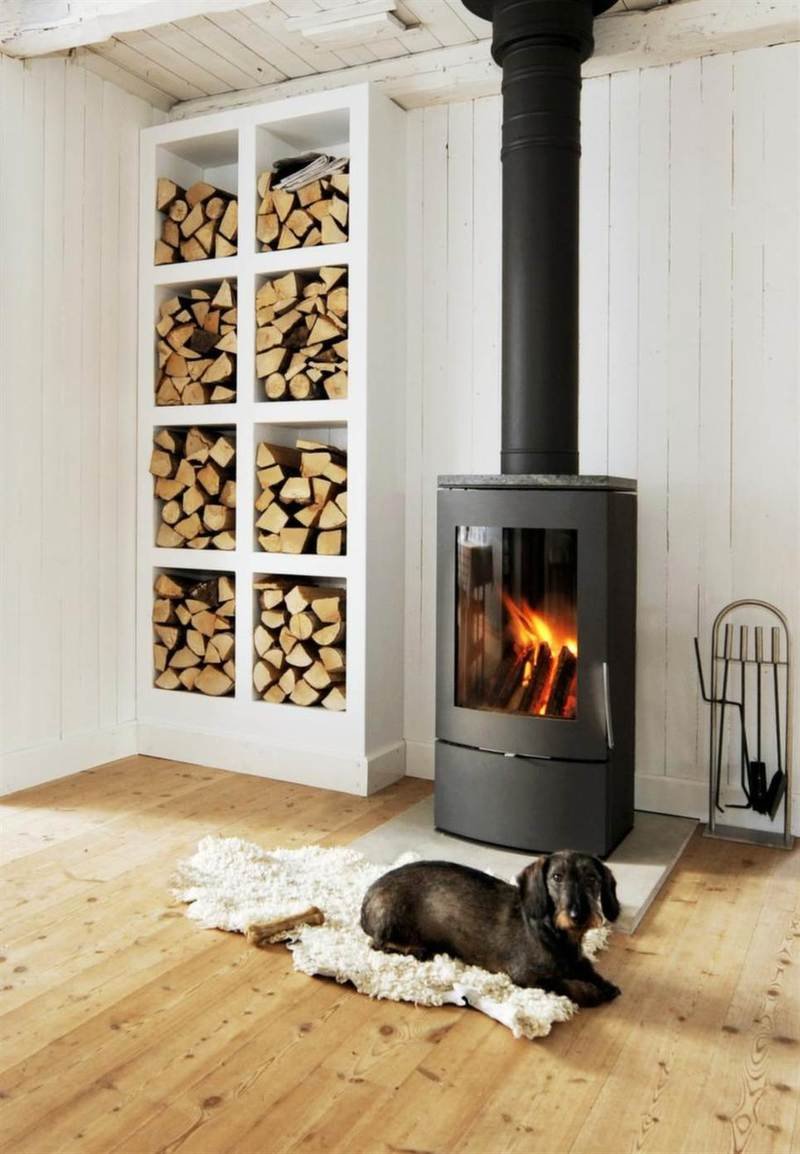 Stove in the interior of a country house