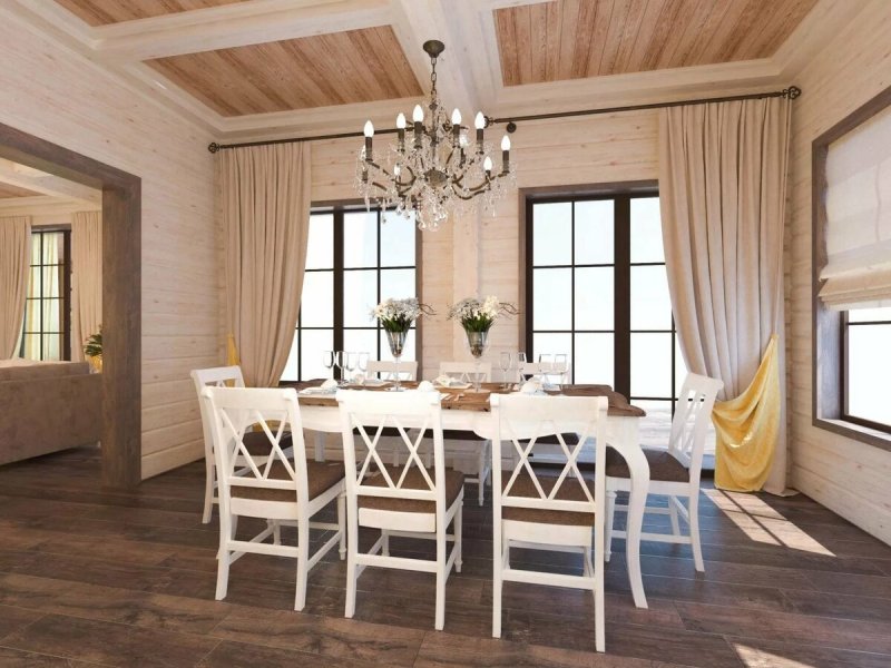 Kitchen in a house from a beam interior